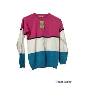 NWT Sophie And Sam Kids 12 Girls Sweater Blue Pink And Blue Pullover Color Block